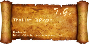 Thaller Györgyi névjegykártya
